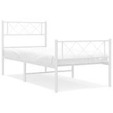 NNEVL Metal Bed Frame with Headboard and Footboard White 107x203 cm