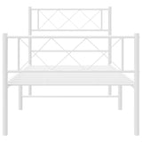 NNEVL Metal Bed Frame with Headboard and Footboard White 107x203 cm