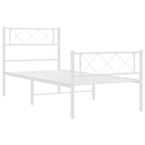 NNEVL Metal Bed Frame with Headboard and Footboard White 107x203 cm