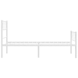 NNEVL Metal Bed Frame with Headboard and Footboard White 107x203 cm