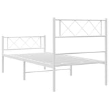 NNEVL Metal Bed Frame with Headboard and Footboard White 107x203 cm