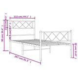 NNEVL Metal Bed Frame with Headboard and Footboard White 107x203 cm