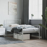 NNEVL Metal Bed Frame with Headboard and Footboard White 107x203 cm