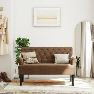 NNEVL Bench with Backrest Brown 120x62x75.5 cm Faux Suede Leather