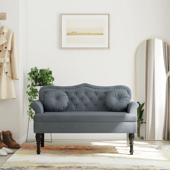 NNEVL Bench with Cushions Dark Grey 120.5x65x75 cm Velvet