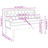 NNEVL Bench with Backrest Black 119.5x64.5x75 cm Velvet