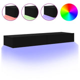 NNEVL TV Cabinets with LED Lights 2 pcs Black 60x35x15.5 cm