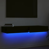 NNEVL TV Cabinets with LED Lights 2 pcs Black 60x35x15.5 cm