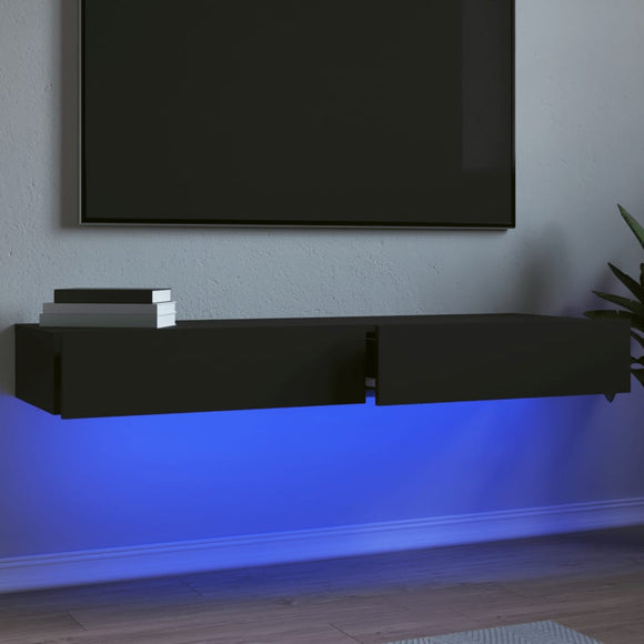 NNEVL TV Cabinets with LED Lights 2 pcs Black 60x35x15.5 cm