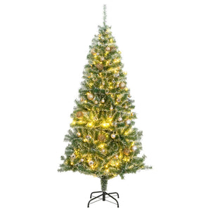 NNEVL Artificial Christmas Tree with 300 LEDs&Ball Set&Flocked Snow 180 cm