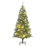 NNEVL Artificial Christmas Tree with 300 LEDs&Ball Set&Flocked Snow 210 cm