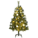 NNEVL Artificial Hinged Christmas Tree with 150 LEDs & Ball Set 120 cm