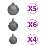 NNEVL Artificial Hinged Christmas Tree with 150 LEDs & Ball Set 120 cm