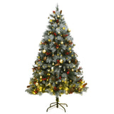 NNEVL Artificial Hinged Christmas Tree with 300 LEDs & Ball Set 180 cm