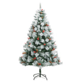 NNEVL Artificial Hinged Christmas Tree with 300 LEDs & Ball Set 180 cm