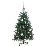 NNEVL Artificial Hinged Christmas Tree with 150 LEDs & Ball Set 150 cm