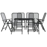 NNEVL 7 Piece Garden Dining Set Anthracite Metal Mesh