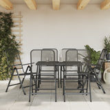 NNEVL 7 Piece Garden Dining Set Anthracite Metal Mesh