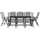 NNEVL 9 Piece Garden Dining Set Anthracite Metal Mesh