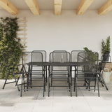 NNEVL 9 Piece Garden Dining Set Anthracite Metal Mesh