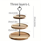 NNETM Acacia Wood 3 Layers Cupcake Stand - Elegant Display Rack for Desserts