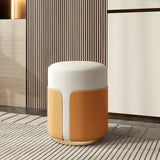 NNETM mporary Leather Splicing Round Dressing Stool - White & Orange