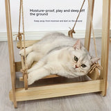 NNETM Wooden Rocking Bed Cat Furniture - Double Layer Cat Hammock