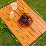 NNETM Portable Folding Outdoor Picnic Table - Aluminum Alloy, Wood Color