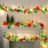 NNETM LED Lighted Christmas Red Flower Rattan Decoration - Battery Operated