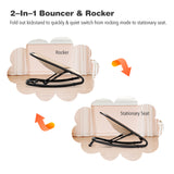 NNECW 2 in 1 Baby Rocker with 2 Adjustable Recline Positions-Beige