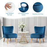 NNECW Velvet Accent Chair with Solid Rubber Wood Legs for Dining Room Blue