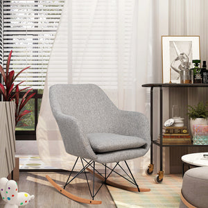 NNECW Accent Rocking Chair with Solid Steel Wood Leg for Bedroom