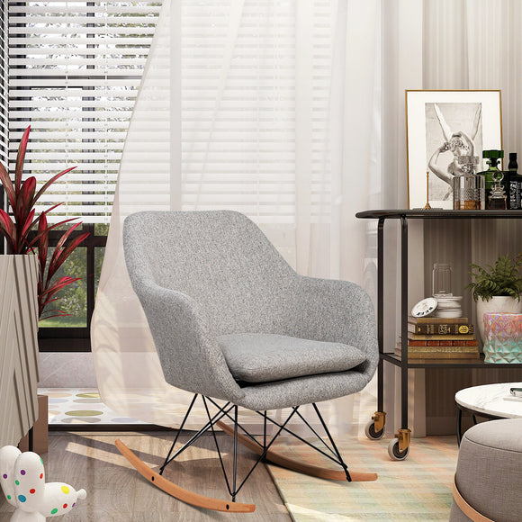 NNECW Accent Rocking Chair with Solid Steel Wood Leg for Bedroom