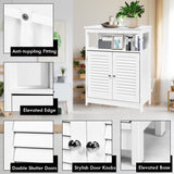 NNECW Wooden Storage Cabinet with Lamellar Doors and Shelf for Bathroom