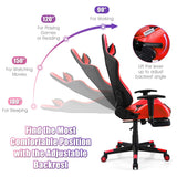 NNECW Adjustable Gaming Chair with Health Massager Lumbar Support-Red