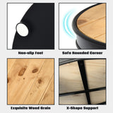NNECW 3-tier Round Coffee Table with 2 Storage Shelves