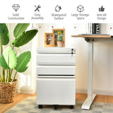 NNECW 3-Drawer Rolling File Cabinet with 2 Keys and Handles-White