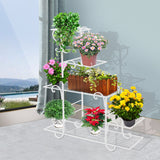 NNEIDS Outdoor Indoor Plant Stand Metal Flower Pot Garden Corner Shelf Stands