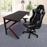NNEIDS Gaming Chair Desk Computer Gear Set Racing Desk Office Laptop Chair Study Home K shaped Desk Silver Chair