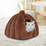 NNEIDS Pet Bed Comfy Kennel Cave Cat Dog Beds Bedding Castle Igloo Nest Brown M