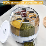 NNETM 360° Rotating Cereal Dispenser with 6 Grids - White