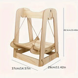 NNETM Wooden Rocking Bed Cat Furniture - Double Layer Cat Hammock