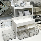NNETM White Acrylic 4-Drawer Desktop Organizer with Open Tray Top