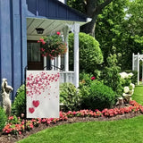 NNETM Valentine's Day Garden Flag - Double-Sided Tree with Paper Leaves & Hanging Hearts Burlap Yard Decor (31.75 x 45.72 cm)