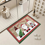 NNETM Merry Christmas Kitchen Rug - Festive Red and Green Polka Dots