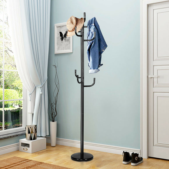 NNECW Metal Coat Rack Stand with 8 Hooks for Hats & Scarves & Handbags