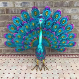 NNETM Exquisite Painted Peacock Garden Sculpture - Elegant Metal Animal Figurine for Easter