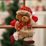 NNETM 4PCS Christmas Tree Accessories: Dancing Old Man, Snowman, Deer, Bear Cloth Puppets