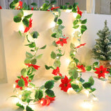 NNETM LED Lighted Christmas Red Flower Rattan Decoration - Battery Operated