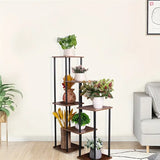 NNETM 7-Story Indoor Floor Standing Flower Rack - Black Frame Coffee Board